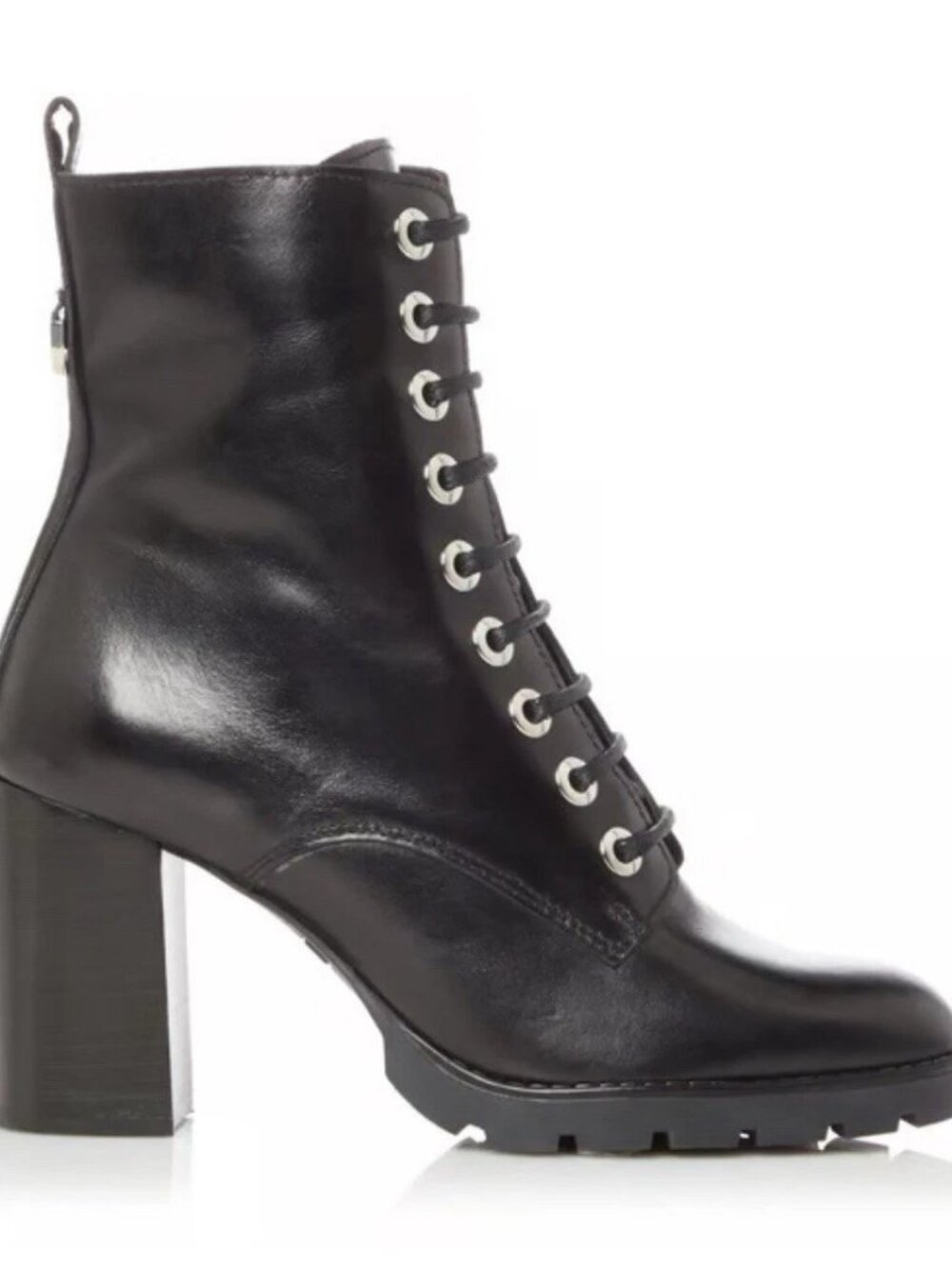 NIB Dune London PASSO Block Heel Biker Ankle Boots - Black Leather - Womens US 9